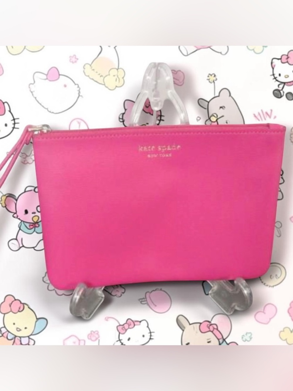 Kate Spade New York Hot Pink Saffiano Leather Zip Wristlet - Picture 1 of 5